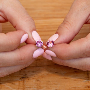 October Birthstone - Rose Sterling Silver Crystal Stud Earrings