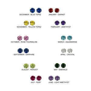 Sterling Silver Birthstone Crystal Stud Earrings