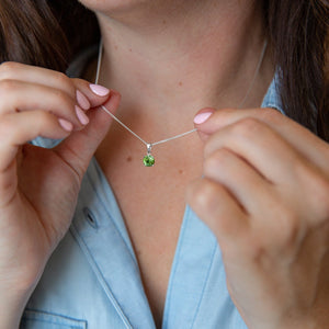 August Birthstone - Peridot Sterling Silver Crystal Necklace Characteristic Card