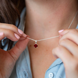 January Birthstone - Siam Sterling Silver Necklace