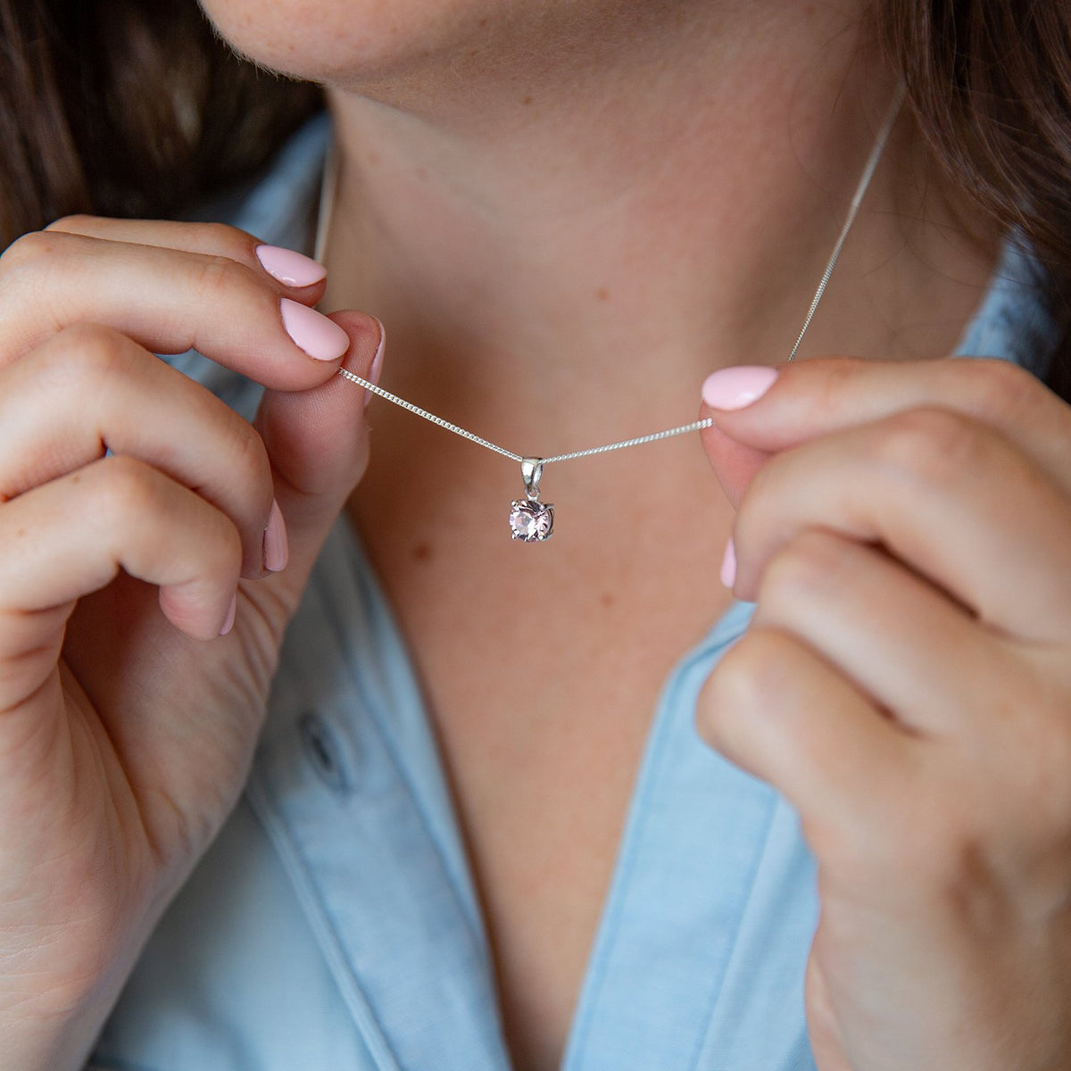 Birthstone Sterling Silver Necklace