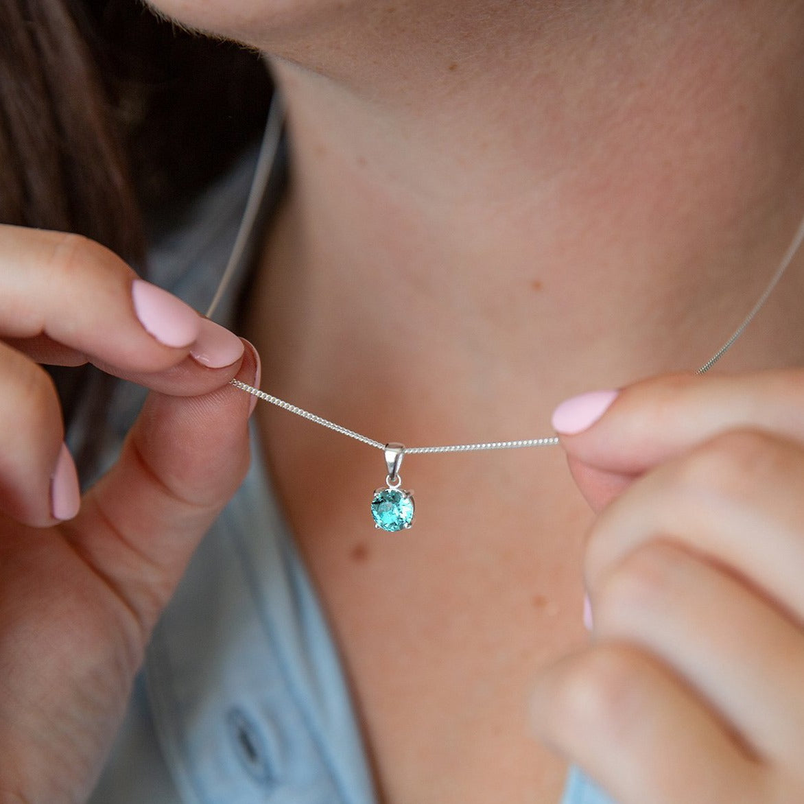 Raw Aquamarine Necklace, Aquamarine Jewerly 1.5cm - 2cm – Stones Crystal  Shop