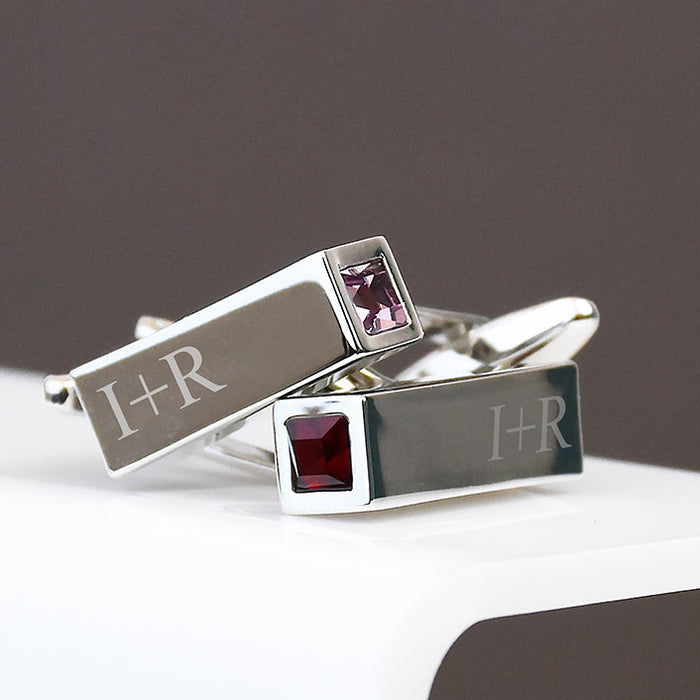 Birthstone Personalised Bar Cufflinks