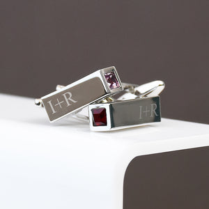 Birthstone Personalised Bar Cufflinks