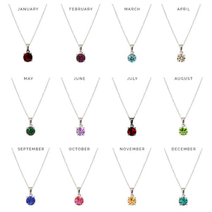 Mum And Me Birthstone Crystal Sterling Silver Necklace