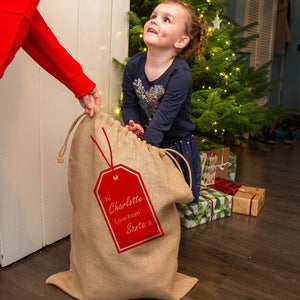 Personalised Swing Tag Christmas Hessian Sack