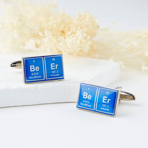 Blue Rectangular Periodic Table Beer Cufflinks