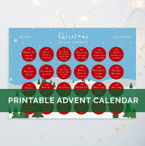 DIGITAL DOWNLOAD - "Children's Christmas Acts of Kindness" Printable Advent Calendar - Blue snow scene