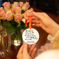Looking At The Same Moon' Personalised Hanging Decoration