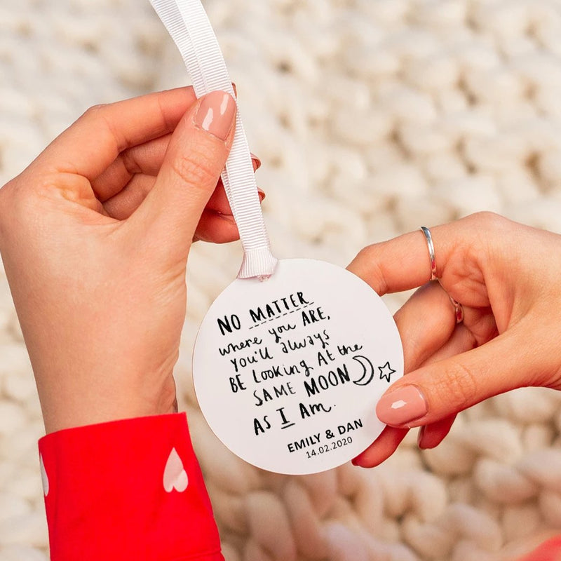Looking At The Same Moon' Personalised Hanging Decoration