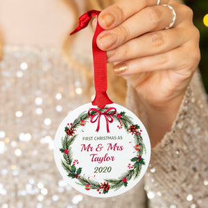 Personalised First Christmas As Mr And Mrs Decoration