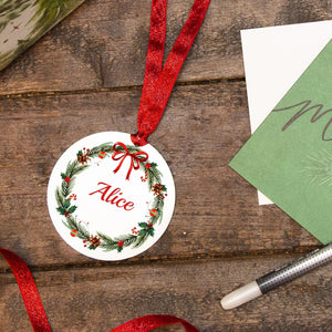 Personalised Christmas Wreath Reusable Gift Tag