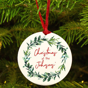 Personalised 'Christmas At' Mistletoe Tree Decoration