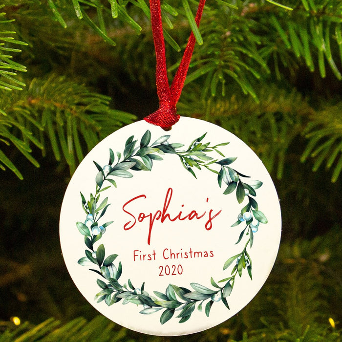 Baby's First Christmas Personalised Wreath Christmas Decoration