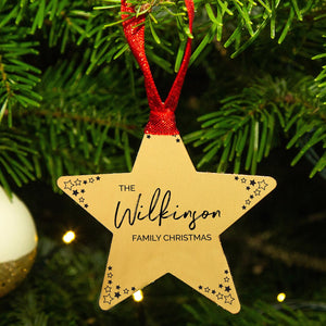 Personalised "Family Christmas" Gold Star Decoration