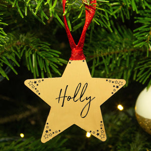 Personalised Name Gold Star Christmas Decoration