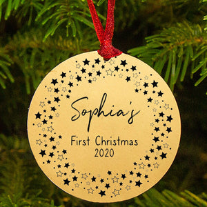 Personalised 'Baby's First Christmas' Star Wreath Decoration