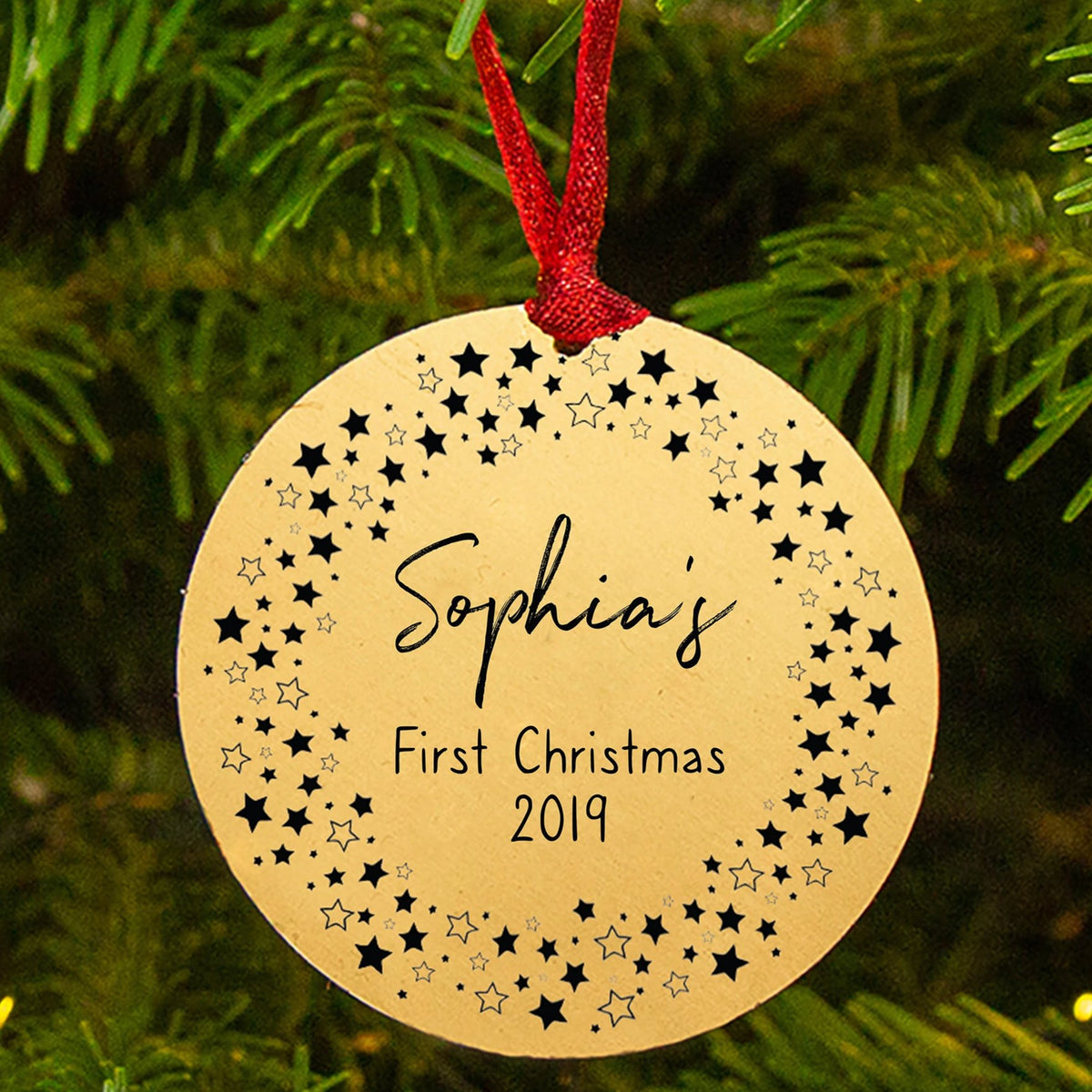 Personalised 'Baby's First Christmas' Star Wreath Decoration