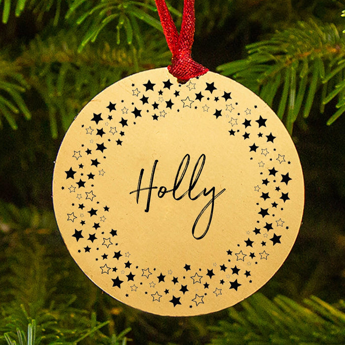Personalised Name Star Wreath Christmas Decoration