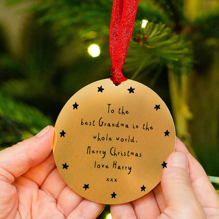Personalised Message Gold Christmas Decoration