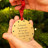 Personalised Message Gold Christmas Decoration