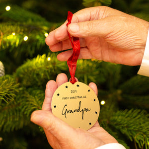 Personalised 'First Christmas As Grandad' Decoration