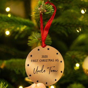 Personalised 'First Christmas As Uncle' Decoration