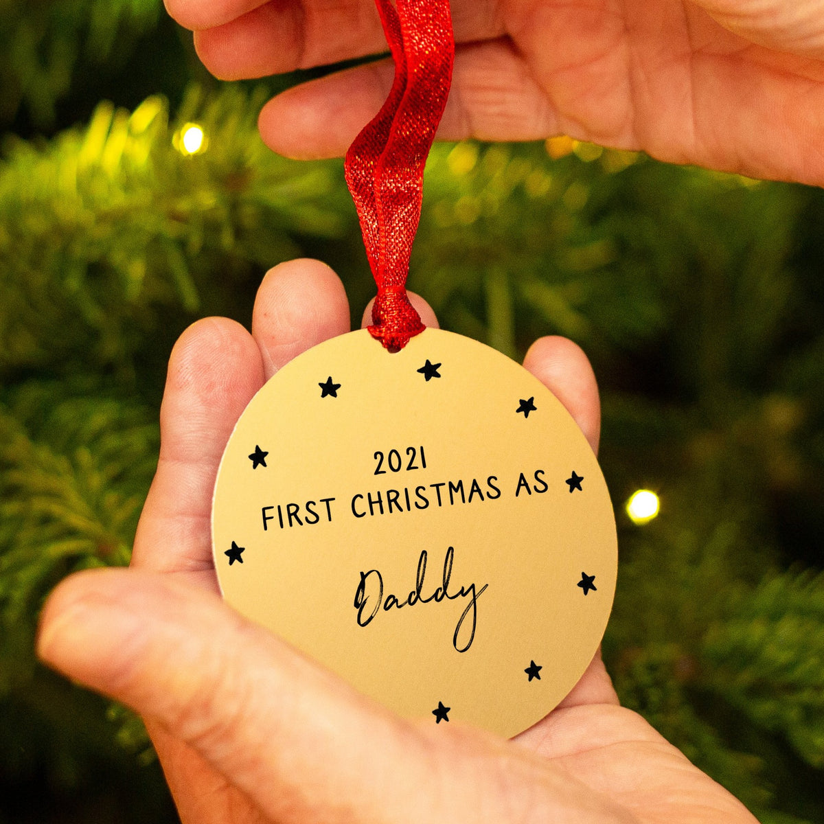 First Christmas As Daddy Personalised Christmas Decoration