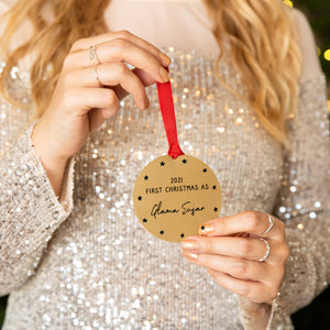Personalised 'First Christmas As Grandma' Decoration