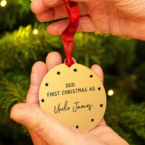 Personalised 'First Christmas As Uncle' Decoration