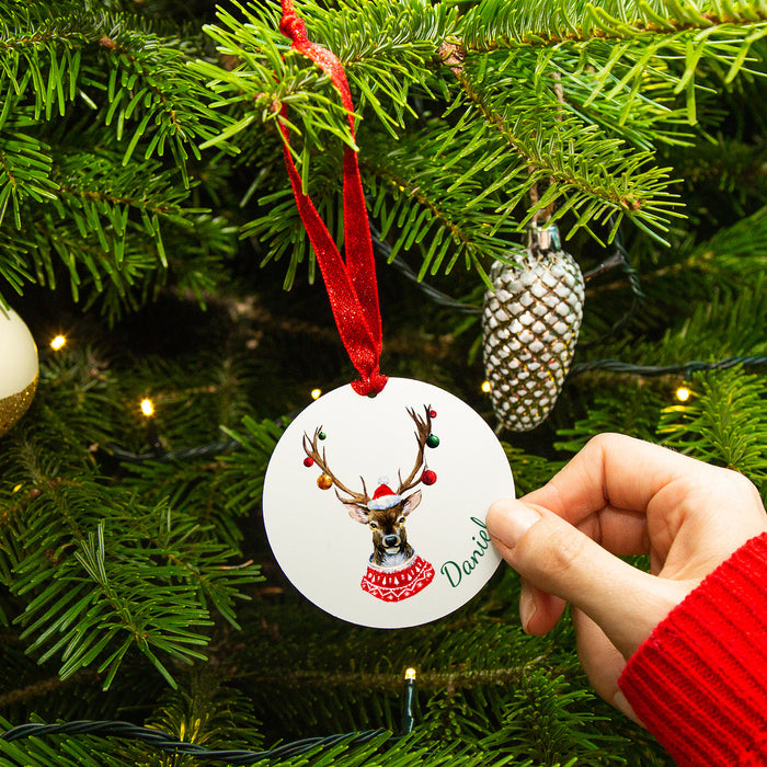 Personalised Reindeer Christmas Tree Decoration