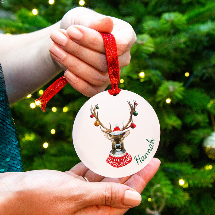 Personalised Reindeer Christmas Tree Decoration