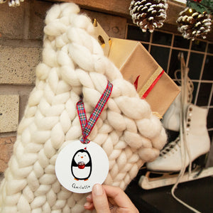 Personalised Penguin Christmas Stocking / Sack Tag
