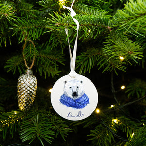 Personalised Christmas Polar Bear Christmas Decoration
