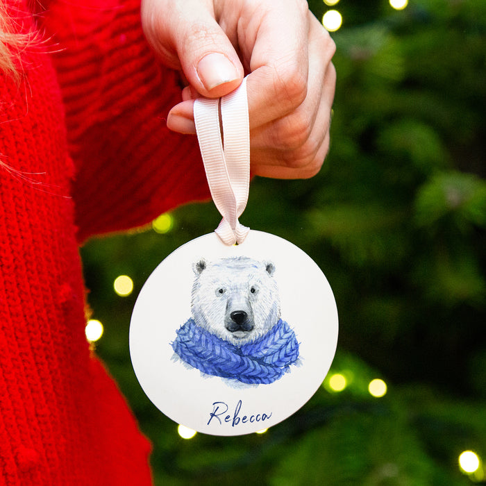 Personalised Christmas Polar Bear Christmas Decoration