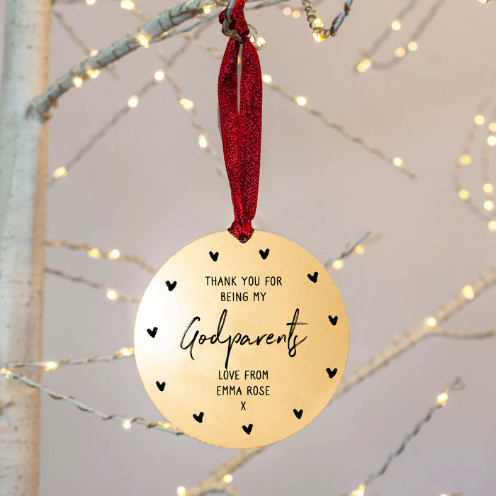 Personalised Godparent Christmas Decoration Bauble