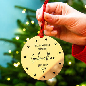 Personalised God Parent Christmas Decoration