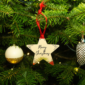 Merry Christmas' Gold Star Christmas Tree Decoration