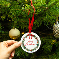 Merry Christmas Traditional Wreath Ceramic Christmas Decoration