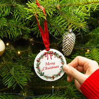 Merry Christmas Traditional Wreath Ceramic Christmas Decoration