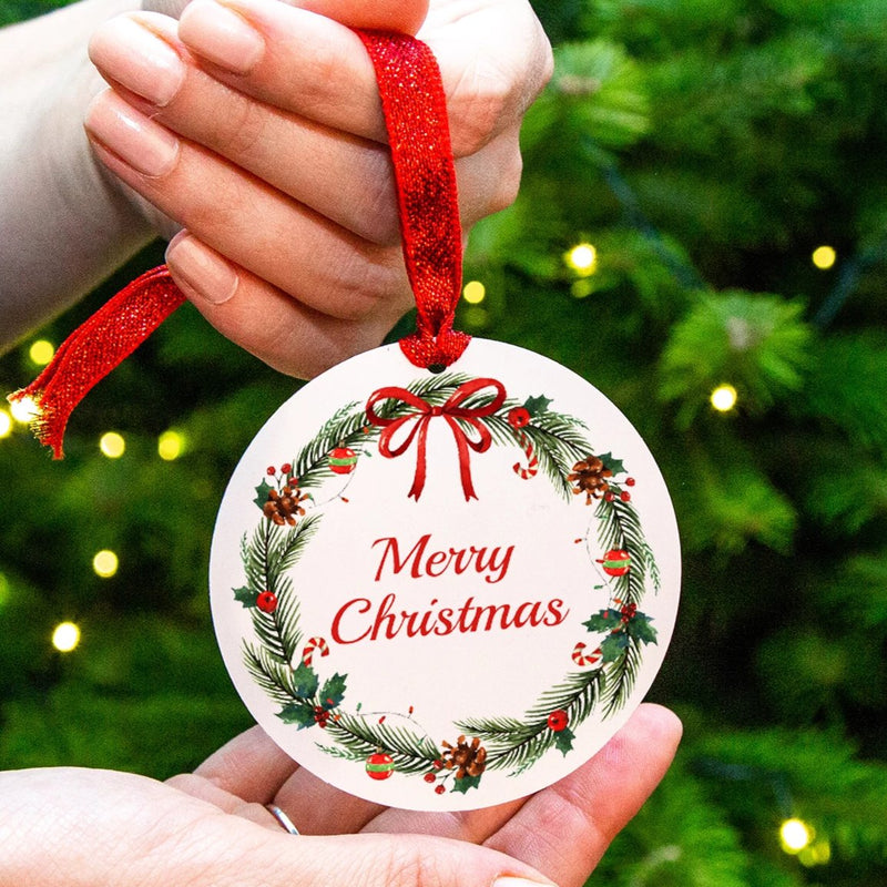 Merry Christmas Traditional Wreath Ceramic Christmas Decoration