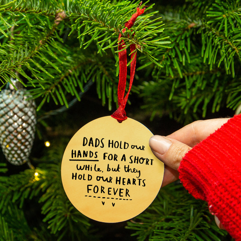Dad Remembrance Gold Christmas Decoration Bauble