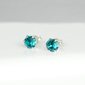 Sterling Silver Birthstone Crystal Stud Earrings