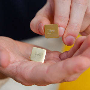 Initial Personalised Solid Square Cufflinks Gold