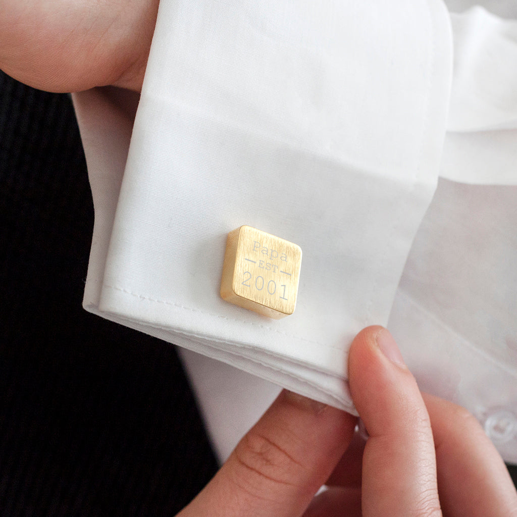 Dad Est. Year Personalised Square Cufflinks