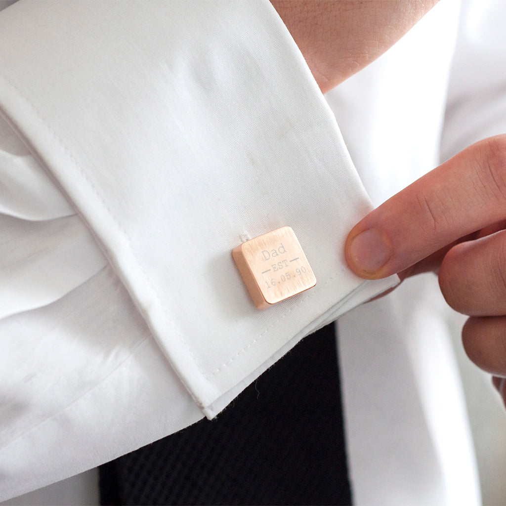 Dad Est. Year Personalised Square Cufflinks