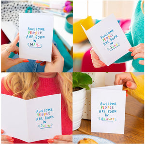 "Awesome People Are Born In..." Giftcard Set of 12