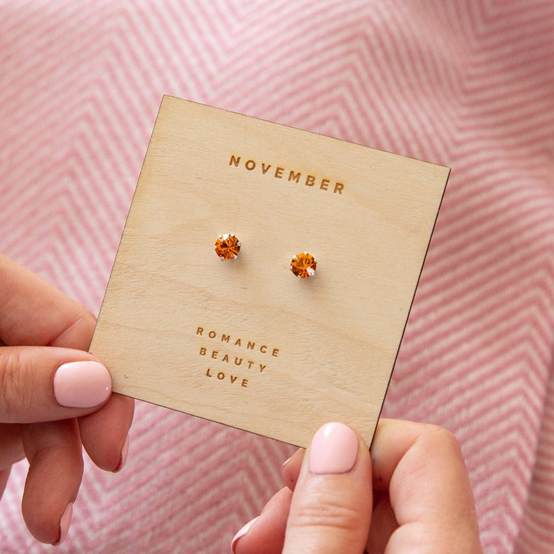 Sterling Silver Birthstone Earrings Characteristic Card