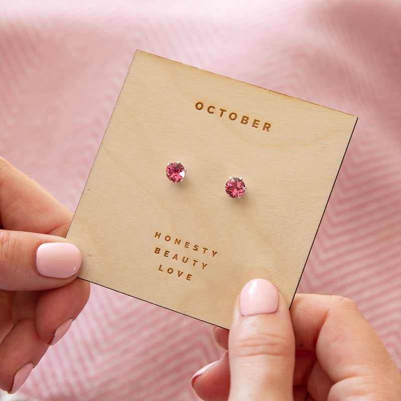 Sterling Silver Birthstone Earrings Characteristic Card