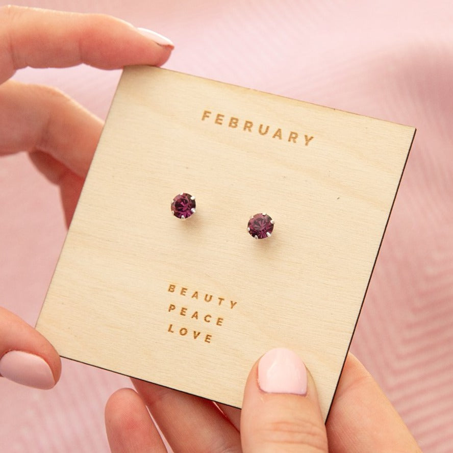Sterling Silver Birthstone Earrings Characteristic Card